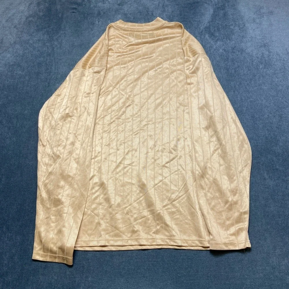 VTG Maxini Shirt Mens 3XL Beige Striped Viscose Long Sleeve Outdoor Performance